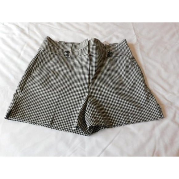 White House Black Market High-rise Gingham Paperbag Shorts size 12 NEW - Picture 2 of 6